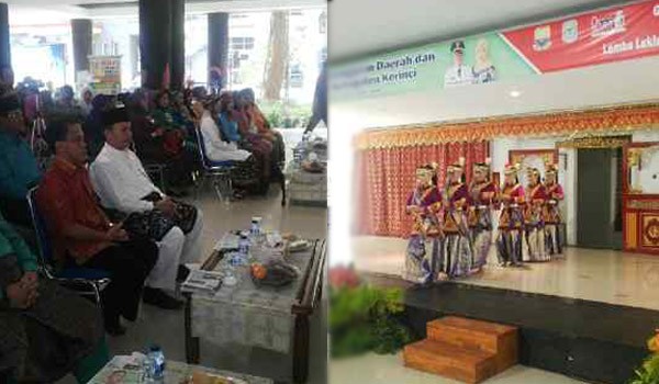<b>Foto:</b> Bupati Kerinci Adi Rozal dan beberapa penari yang menarikan tarian daerah
