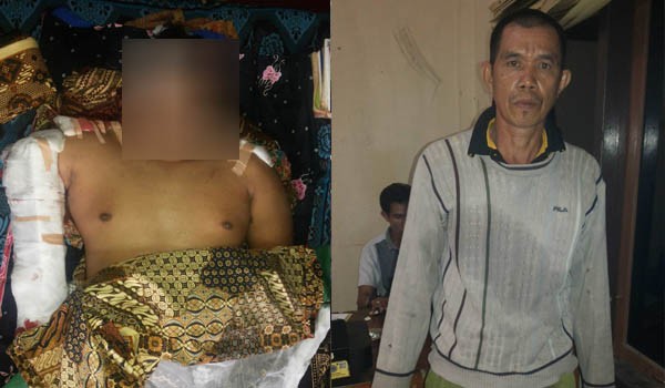 Dua warga desa Karang Mendapo, Korban (kiri) dan pelaku (kanan)
