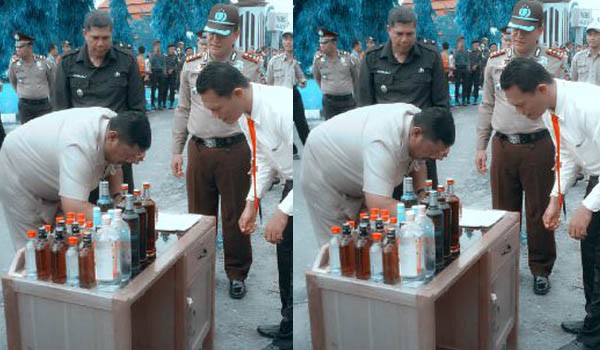 Pemusnahan miras yang dilakukan Polres Tanjabtim