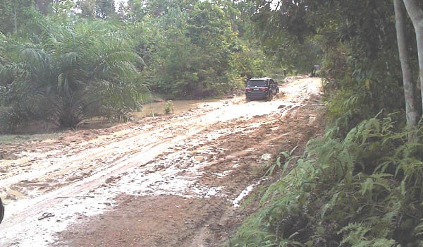 Proyek pembangunan jalan dari Desa Panti Kecamatan Sarolangun menuju Desa Lubuk Resam Kecamatan Cermin Nan Gedang (CNG) belum juga selesai.   