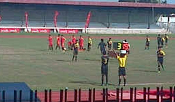 Kesebelasan Kerinci saat menghadapi kesebelasan Sarolangun