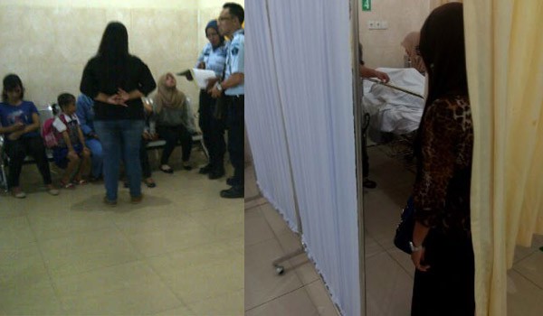 <b>Foto:</b>Keluarga Arif yang menunggu di ruma sakit RM, Jenazah Arif saat berada di RSU RM Jambi