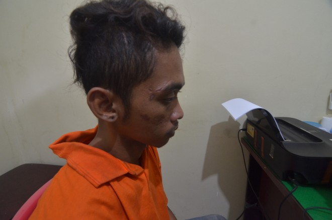 Nara Sugangga, pelaku Curanmor saat diamankan di Mapolsek Telanaipura 