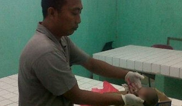 Kondisi bayi saat di kamr jenazah RSUD Raden Mattaher