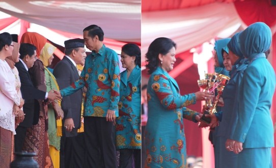 Walikota Sungai Penuh AJB dan Ketua TP PKK, Hj Emizola menerima penghargaan saar acara Harganas di Tangsel