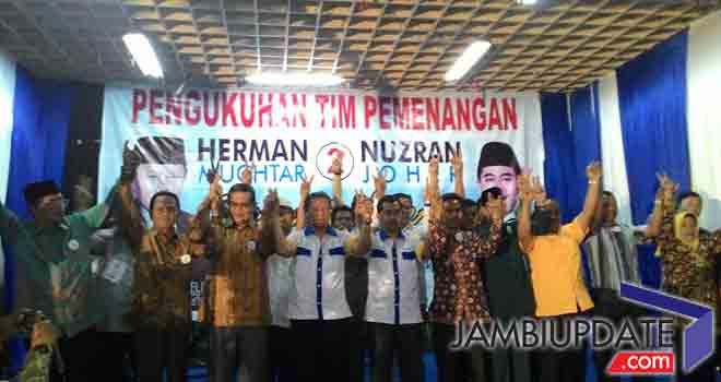 Pasangan Calon Walikota dan Wakil Walikota Herman Muchtar (HM)-Nuzran Joher mengukuhkan tim Pemenangan, Rabu (3/8) hari ini.
