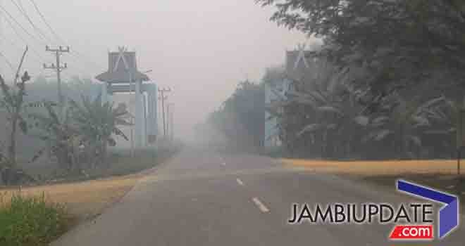 Tampak kabut asap kembali meyelimuti daerah kabupaten Tanjabtim.