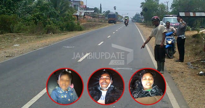 Kecelakaan maut terjadi di Jalan Lintas Sumatera Kilometer 25, Insert: Korban kecelakaan Satu keluarga yang tewas di lokasi kejadian.