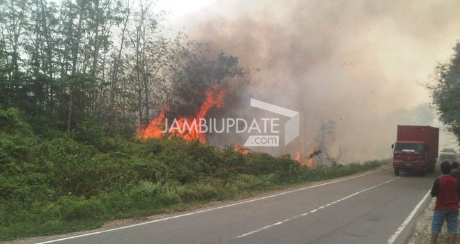 Kebakaran hutan dan lahan terjadi di Gurun Tuo Simpang, Desa Gurun Baru, Sekamis, Kecamatan Mandiangin, Jumat siang (2/10).