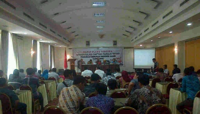 KPU Provinsi Jambi siang ini, Minggu (4/10) gelar rapat pleno terbuka rekapitulasi DPT.
