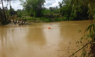 Lokasi tenggelamnya korban Ahmad Antoni di Sungai Batang Mesumai