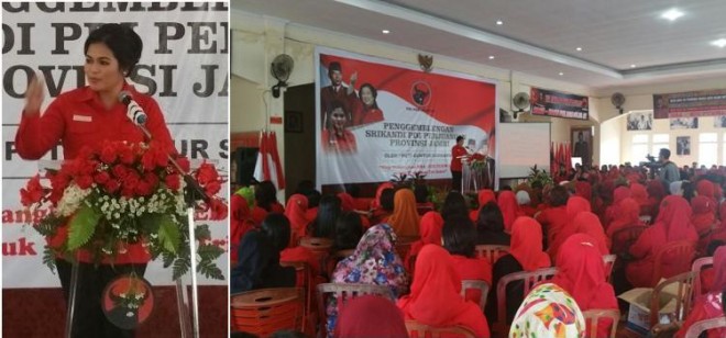 Puti Guntur Soekarno memberi pembekalan kepada kader PDIP di Jambi (5/12) untuk memenangkan pasangan calo HBA-EP