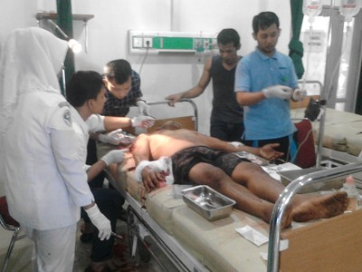 Korban Suroyo saat dirawat di Rumah Sakit Sarolangun, Jumat (11/12) 