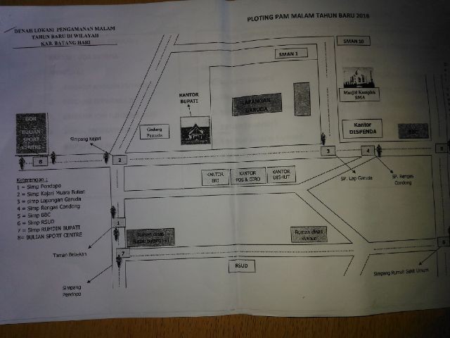 Denah lokasi pengamanan malam tahun baru di Batanghari
