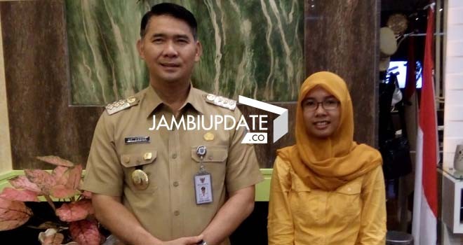 Endah usai berpamitan dengan Wako Jambi SY Fasha di Pemkot Jambi