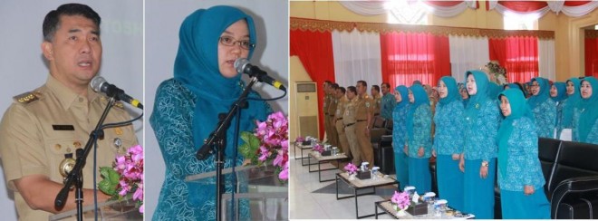 SY Fasha dan Yuliana Fasha saat membuka acara Rakor PKK