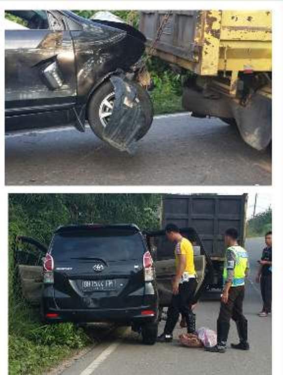 Mobil Avanza yang menabrak jembatan di Mandi Angin subuh tadi (14/2)