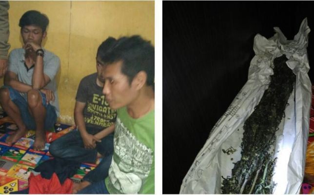 Tersangka dan barang bukti yang diamankan polisi.