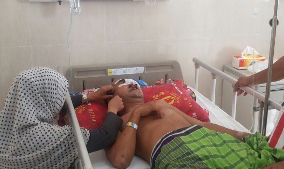 Korban Akmal saat menjalani perawatan di RSUD Raden Mattaher Jambi.