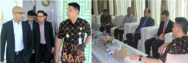 Walikota Jambi SY Fasha menerima kunjungan dua tamu asing Kamis (10/3)