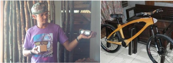 Pulung dan hasil kreasi sepeda dari kayu yang baru rampung 80 persen
