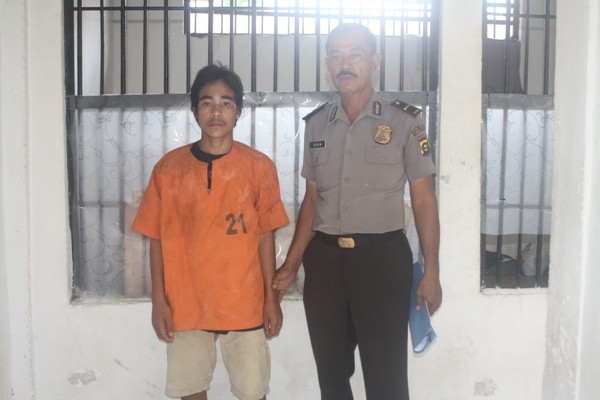 SK (30) pelaku pencabulan di Jangkat yang diamankan polisi.