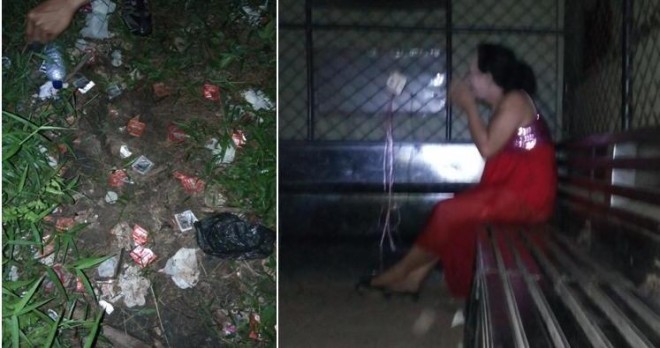 Alat kontrasepsi dan seorang waria yang berhasil diamankan aparat Satpol PP Kota Jambi saat razia di kawasan perbatasan Jambi-Mendalo