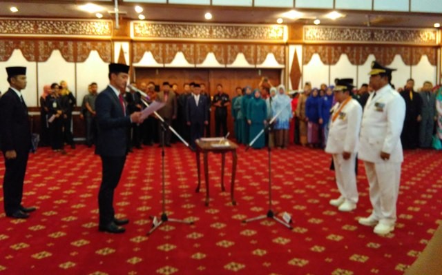 Pengucapan sumpah jabatan Walikota dan Wawako Sungai Penuh AJB dan Zulhelmi