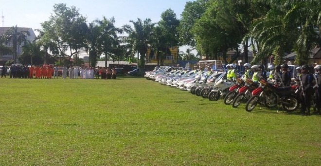  Kepolisian Daerah (Polda) Jambi dan jajaran, Kamis (30/6) menggelar apel pengamanan lebaran 2016