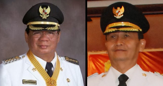 Mantan Bupati Muaro Jambi Burhanuddin Mahir dan Pj Bupati Muaro Jambi Kailani