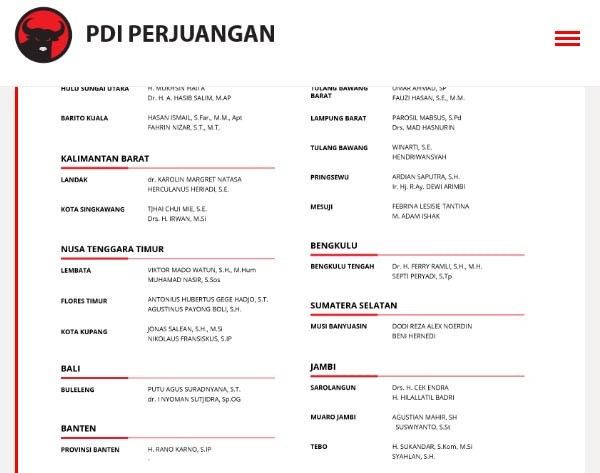 Screenshot dukungaan PDIP di Pilkada 2017