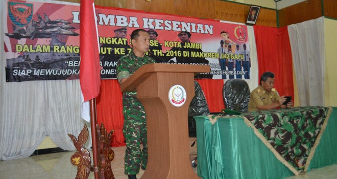 Pembukaan acara oleh Danrem 042/Gapu, Kolonel Inf Refrizal yang diwakili oleh Kepala Staf Korem 042/Gapu, Letkol Inf Haksor0.