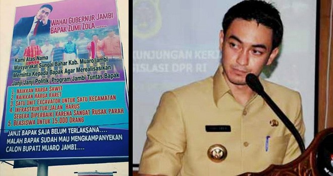 Baliho yang Menagih Janji Gubernur di Bahar.