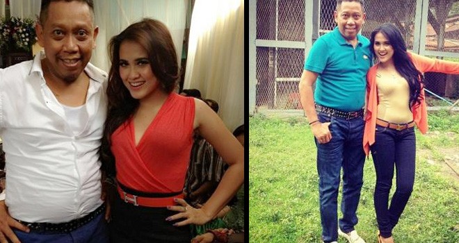 Tukul Arwana dan penyanyi dangdut Meggie Diaz. <i>Foto : Net</i>