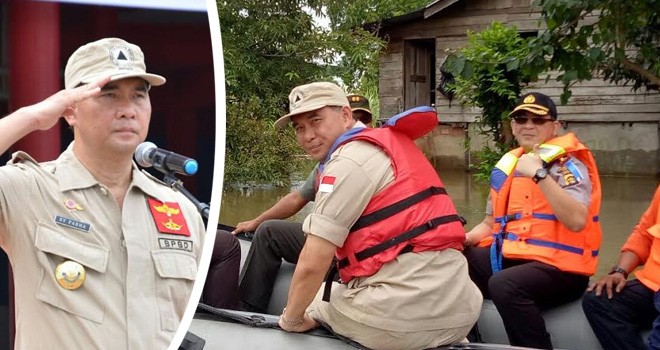 Walikota Fasha Turun Lapangan meninjau banjir yang meremdam pemukiman warga.