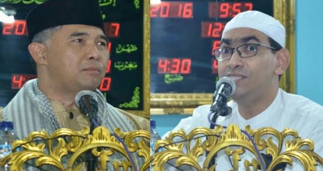 Walikota H. Syarif Fasha dan Habib Ali Hasan Al-Bahar,  Penceramah yang juga pengurus DPP Rabithah Alawiyah.