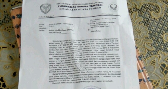 Arsip Surat Izin Membawa Ambulance Ke Siantar.