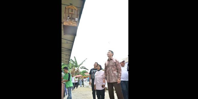 Walikota Jambi H. Syarif Fasha, saat membuka secara resmi kontes burung berkicau yang bertajuk Stady Cup III Road Walikota Cup 2017. 