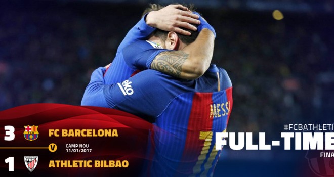 Barcelona berhasil lolos dari lubang jarum. Foto via @FCBarcelona