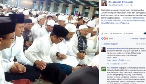 Anies, AHY, Sandi Bergandeng Tangan, Aa Gym: Bahagianya. Foto Facebook