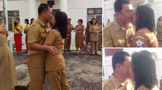 sejumlah PNS Kantor Lingkungan Hidup, Nias Selatan yang berciuman masal di hari Valentine. (FACEBOOK)