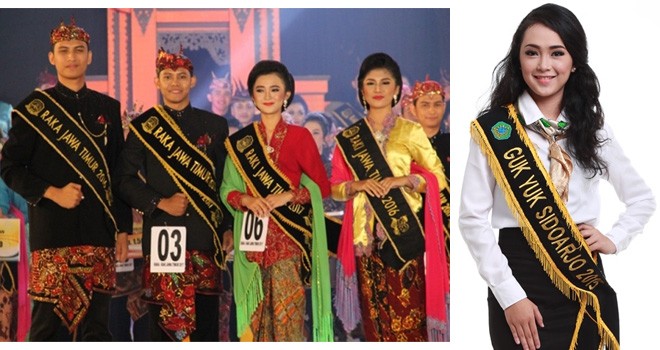 Raka Raki 2017, diapit Raka Raki 2016, Saat Penobatan, Senin lalu. Vany Fitria, saat terpilih menjadi Guk Yuk Kabupaten Sidoarjo 2015, lalu