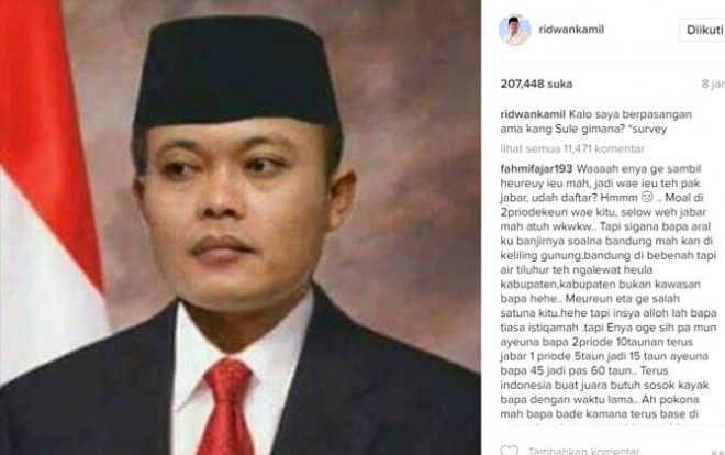 Ridwan Kamil Pilih Sule Jadi Wakil Pilgub Jabar? (Instagram Ridwan Kamil)