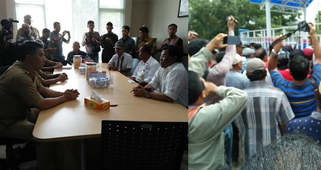 Walikota Jambi, Sy Fasha bersama warga menggeruduk kantor pertamina.