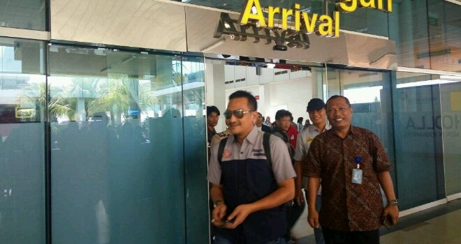 Kapolresta Jambi, AKBP Achmad Fauzi SIK usai mendarat di bandara Sultan Thaha Syaifuddin Jambi. 