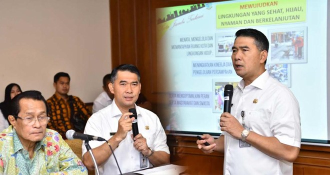 Wali Kota Syarif Fasha turut memaparkan program dan kebijakan pengelolaan lingkungan di Kota Jambi dihadapan tim penilai di The Sultan Hotel Jakarta, Rabu (7/6).