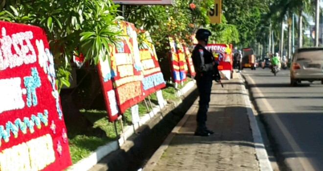 Pengamanan Upacara HUT Bhayangkara ke 71 di Polda Jambi.