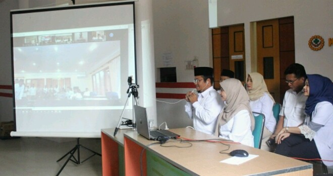 Ketua Kesira Jambi, dr. Maulana melakukan videoconference dengan Ketua Umum DPP Gerindra, Prabowo Subianto.