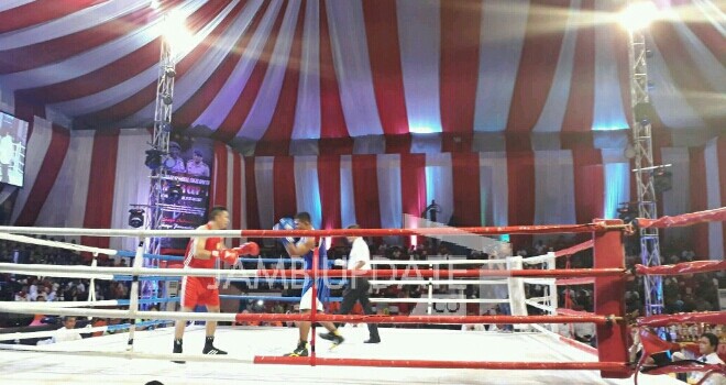 Partai Final kejuaraan nasional tinju amatir Kapolri Cup 2017.