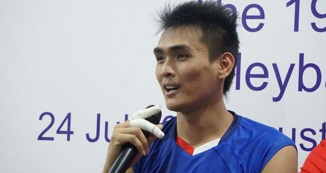 Salah satu pemain Timnas Voli Indonesia, Rivan Nurmulki.